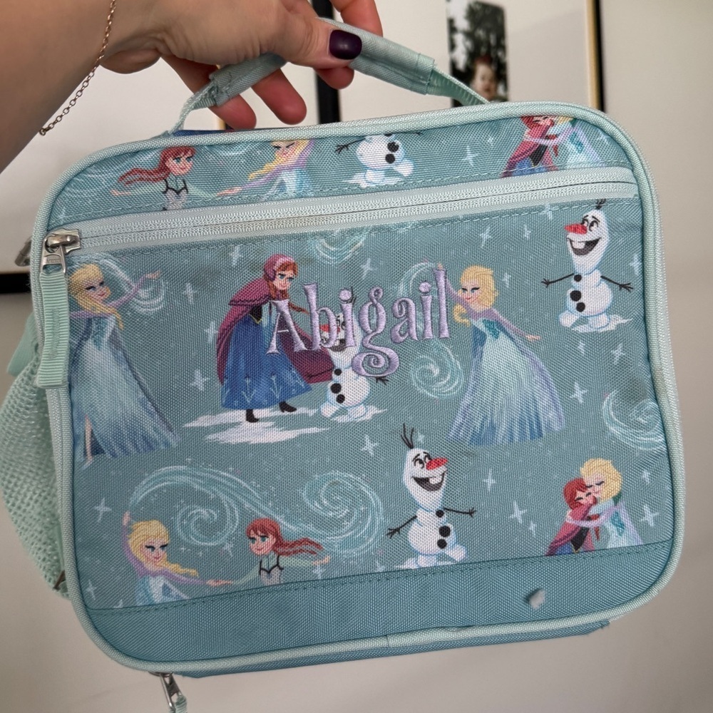Lunchbox Pottery Barn Kids Frozen Elsa Anna personalized Abigail Abby disney